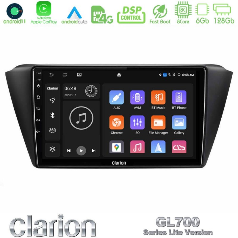 Clarion GL700 Lite Series 8Core Android11 6+128GB Skoda Fabia 2015-2021 Navigation Multimedia Tablet 9