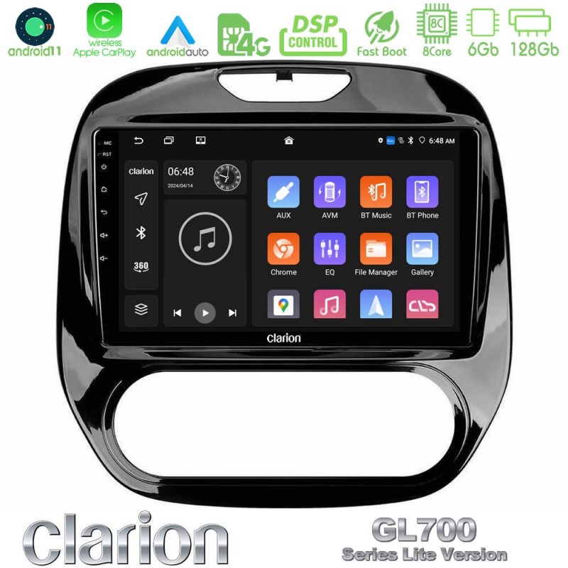 Clarion GL700 Lite Series 8Core Android11 6+128GB Renault Captur 2013-2019 (Manual AC) Navigation Multimedia Tablet 9