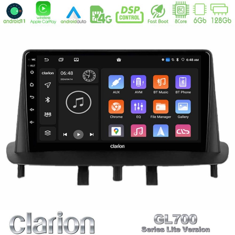 Clarion GL700 Lite Series 8Core Android11 6+128GB Renault Megane 3 2009-2013 Navigation Multimedia Tablet 9