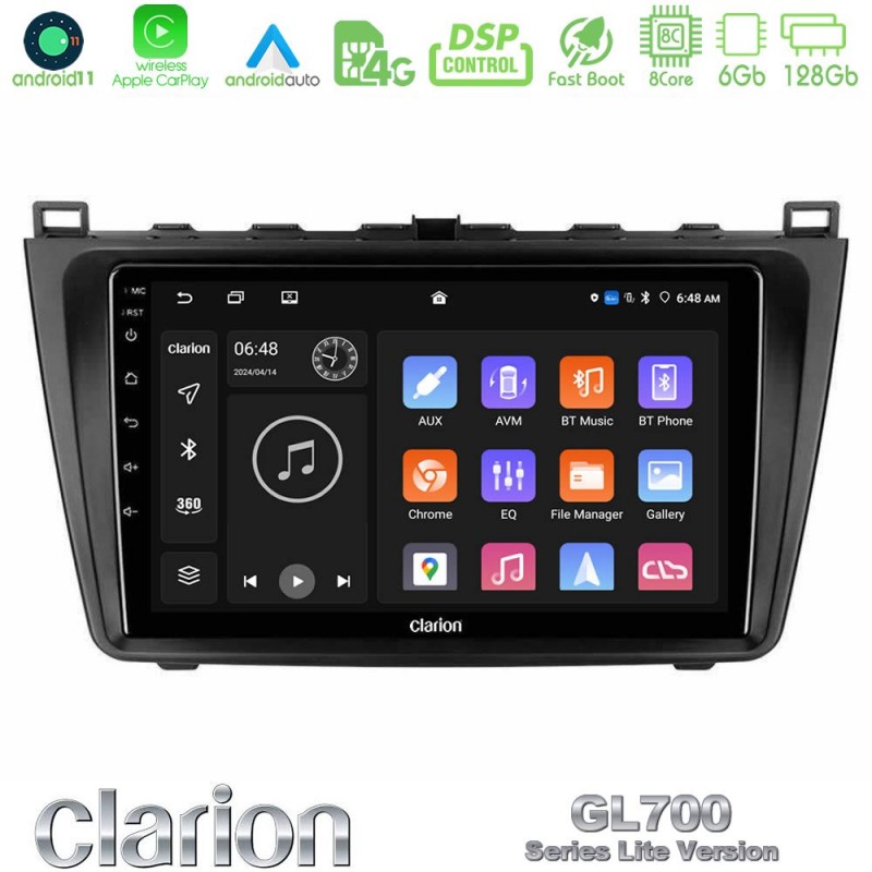 Clarion GL700 Lite Series 8Core Android11 6+128GB Mazda 6 2008-2012 Navigation Multimedia Tablet 9