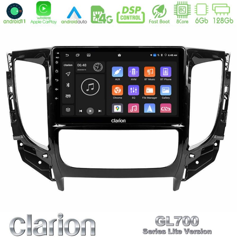 Clarion GL700 Lite Series 8Core Android11 6+128GB Mitsubishi L200 2016-&gt; & Fiat Fullback (Auto A/C) Navigation Multimedia Tablet 9