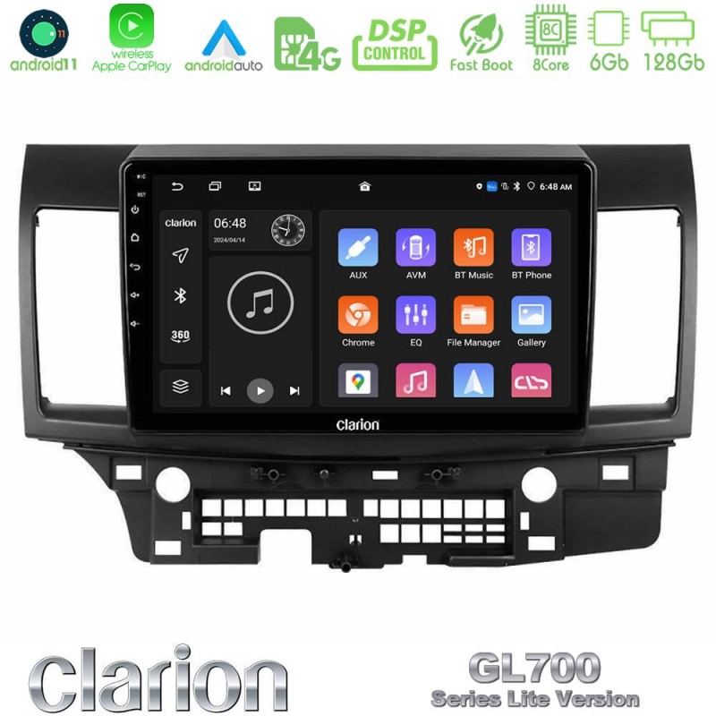 Clarion GL700 Lite Series 8Core Android11 6+128GB Mitsubishi Lancer 2008 – 2015 Navigation Multimedia Tablet 10