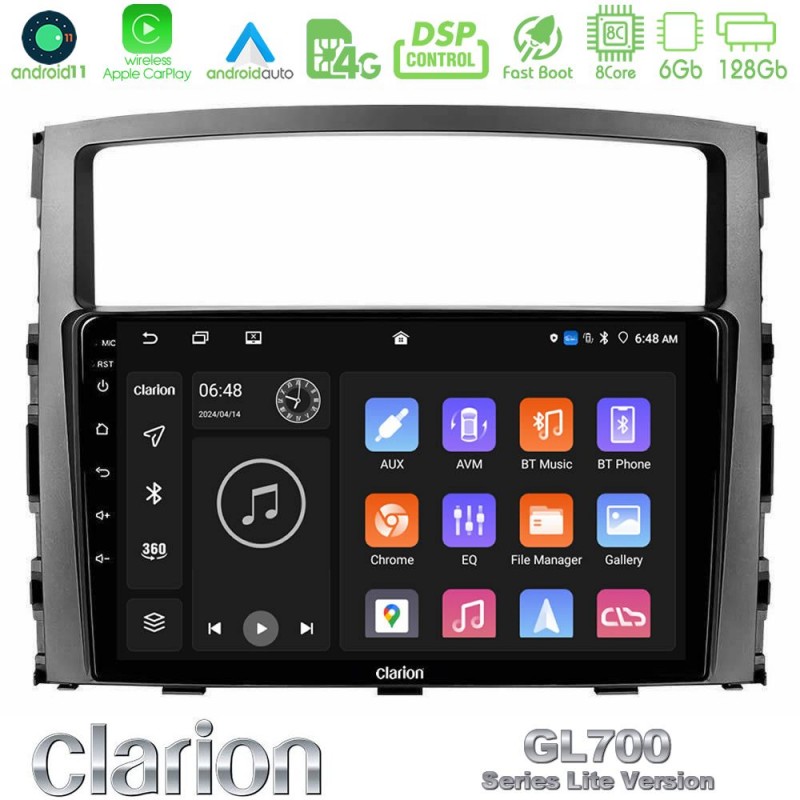 Clarion GL700 Lite Series 8Core Android11 6+128GB Mitsubishi Pajero 2008-2009 Navigation Multimedia Tablet 9