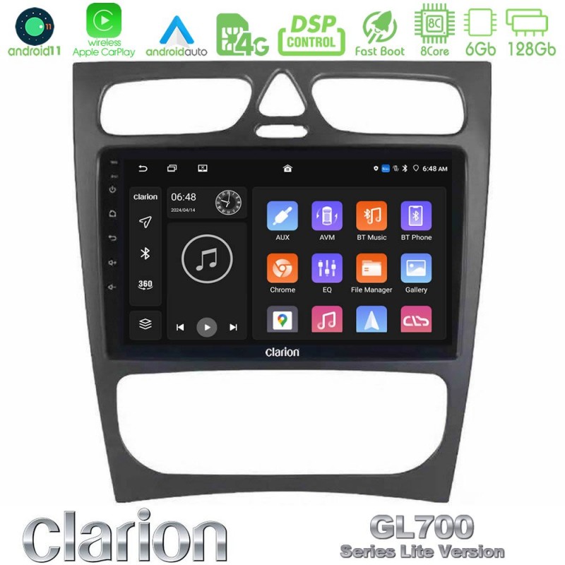 Clarion GL700 Lite Series 8Core Android11 6+128GB Mercedes C Class (W203) Navigation Multimedia Tablet 9