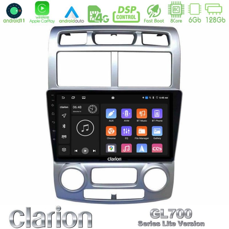 Clarion GL700 Lite Series 8Core Android11 6+128GB Kia Sportage 2005-2008 Navigation Multimedia Tablet 9