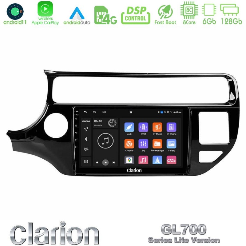 Clarion GL700 Lite Series 8Core Android11 6+128GB Kia Rio 2015-2017 Navigation Multimedia Tablet 9