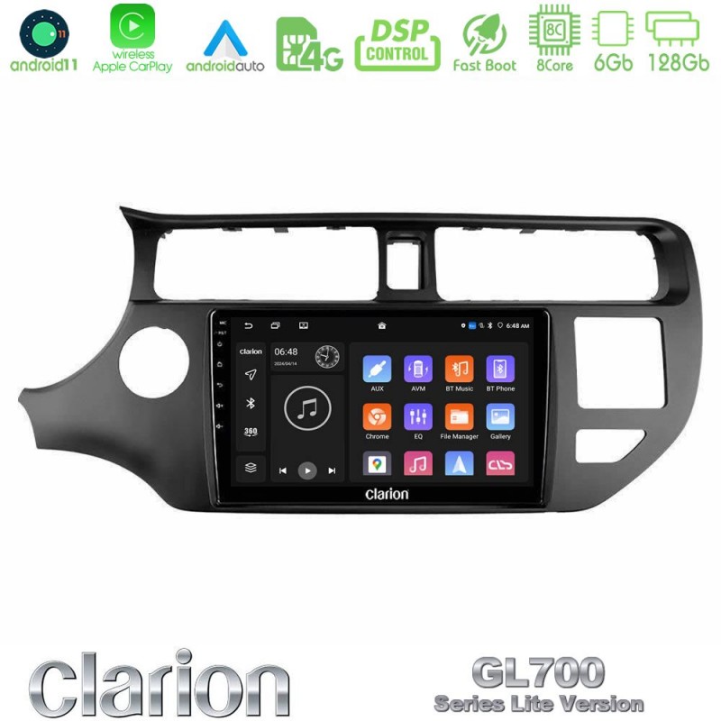 Clarion GL700 Lite Series 8Core Android11 6+128GB Kia Rio 2011-2015 Navigation Multimedia Tablet 9