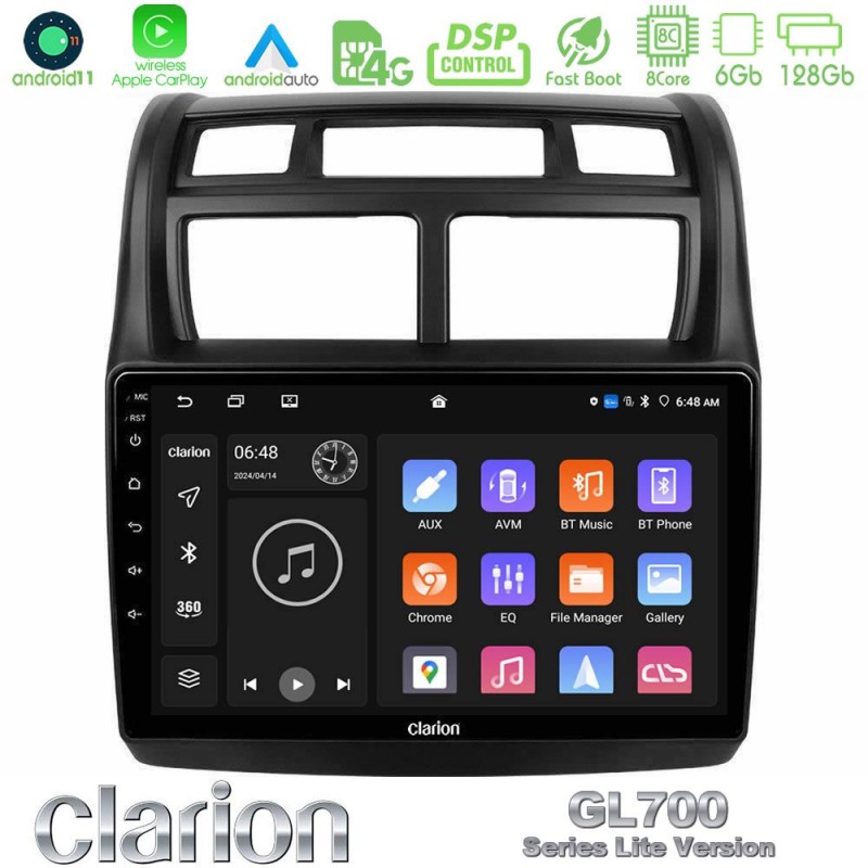 Clarion GL700 Lite Series 8Core Android11 6+128GB Kia Sportage 2008-2011 Navigation Multimedia Tablet 9