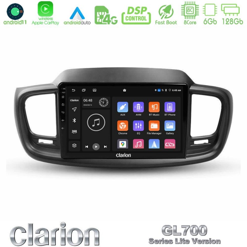 Clarion GL700 Lite Series 8Core Android11 6+128GB Kia Sorento 2018-2021 Navigation Multimedia Tablet 9