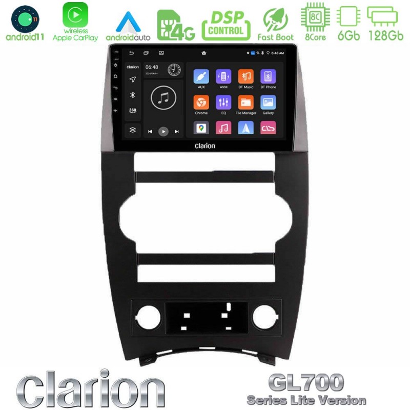 Clarion GL700 Lite Series 8Core Android11 6+128GB Jeep Commander 2007-2008 Navigation Multimedia Tablet 9