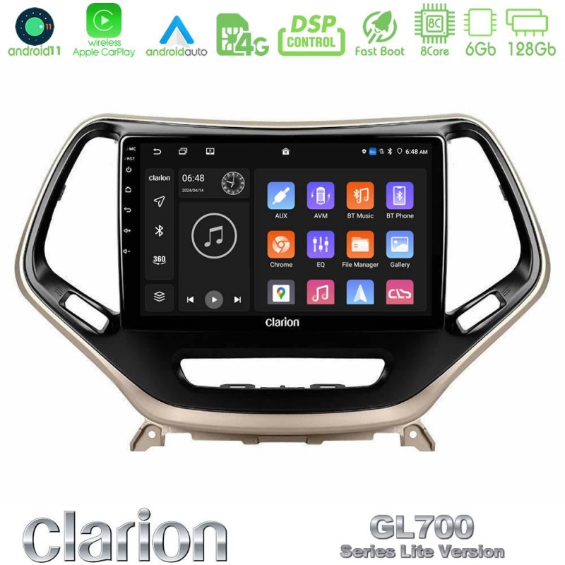 Clarion GL700 Lite Series 8Core Android11 6+128GB Jeep Cherokee 2014-2019 Navigation Multimedia Tablet 9