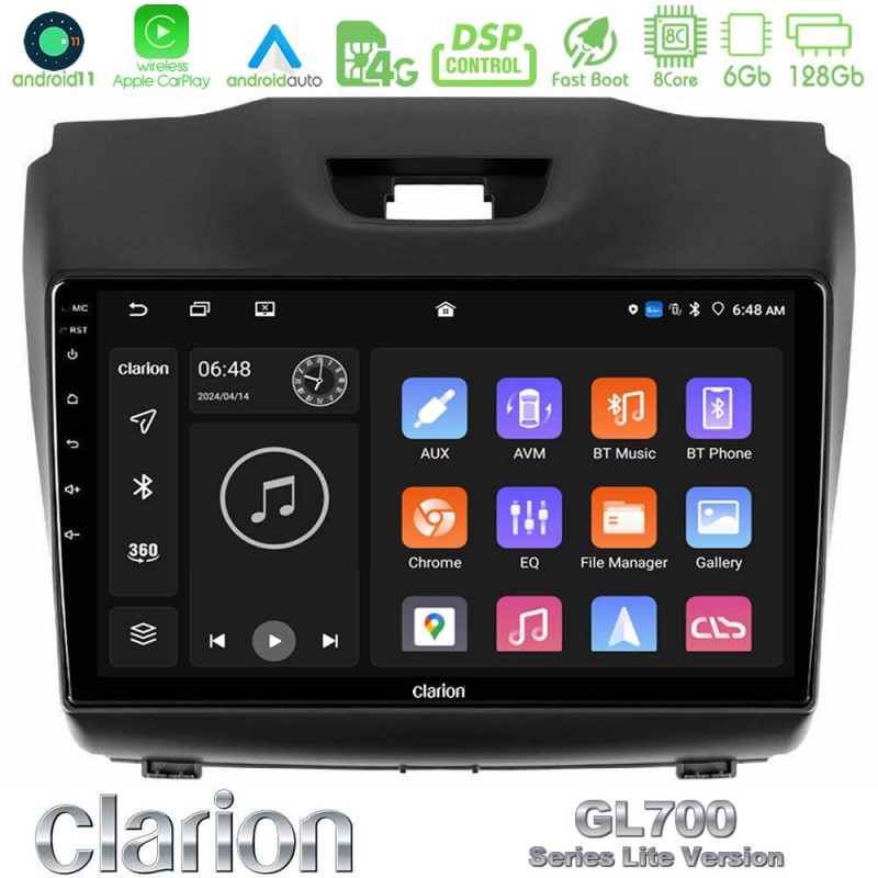 Clarion GL700 Lite Series 8Core Android11 6+128GB Isuzu D-MAX 2012-2019 Navigation Multimedia Tablet 9