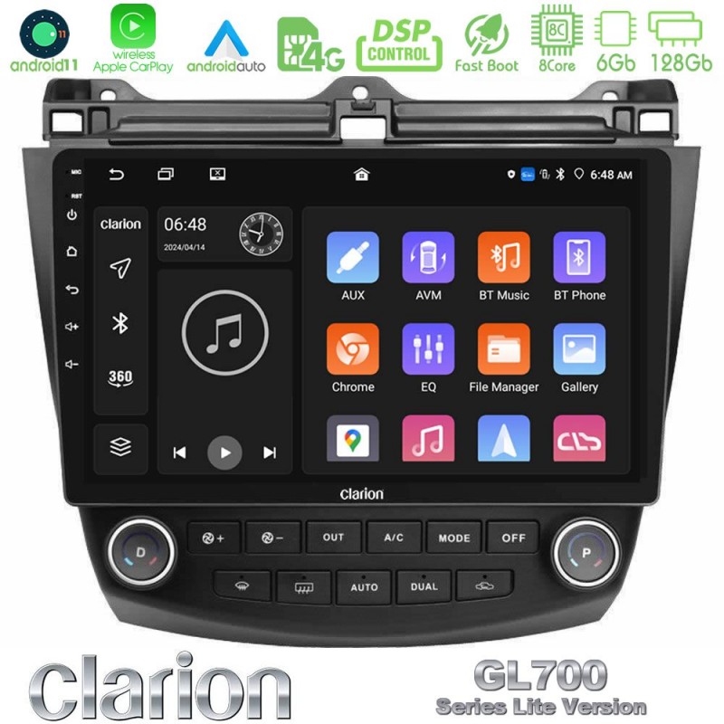 Clarion GL700 Lite Series 8Core Android11 6+128GB Honda Accord 2002-2008 Navigation Multimedia Tablet 10