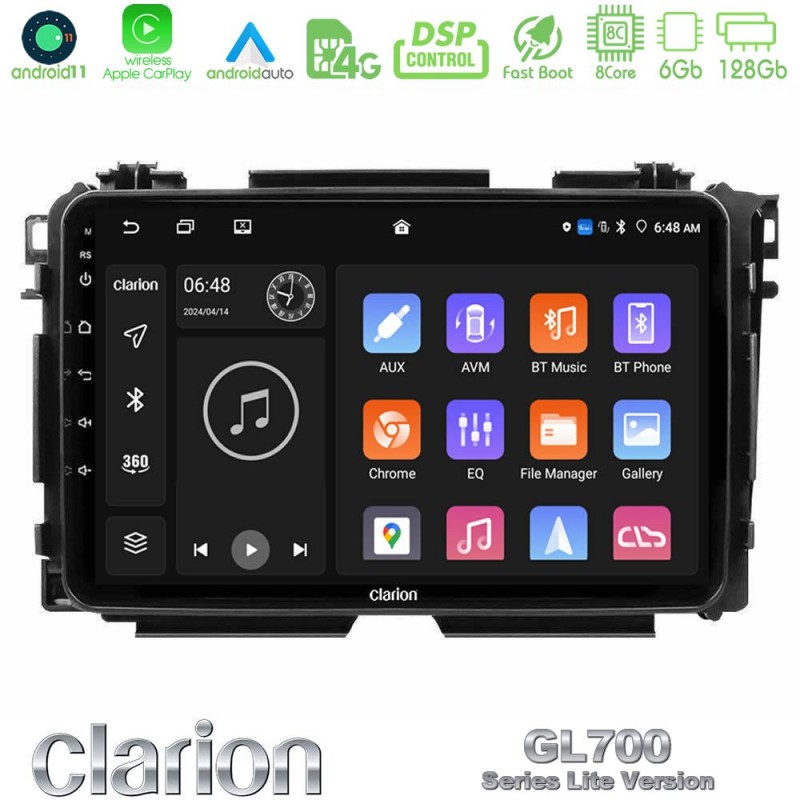 Clarion GL700 Lite Series 8Core Android11 6+128GB Honda HR-V Navigation Multimedia Tablet 9