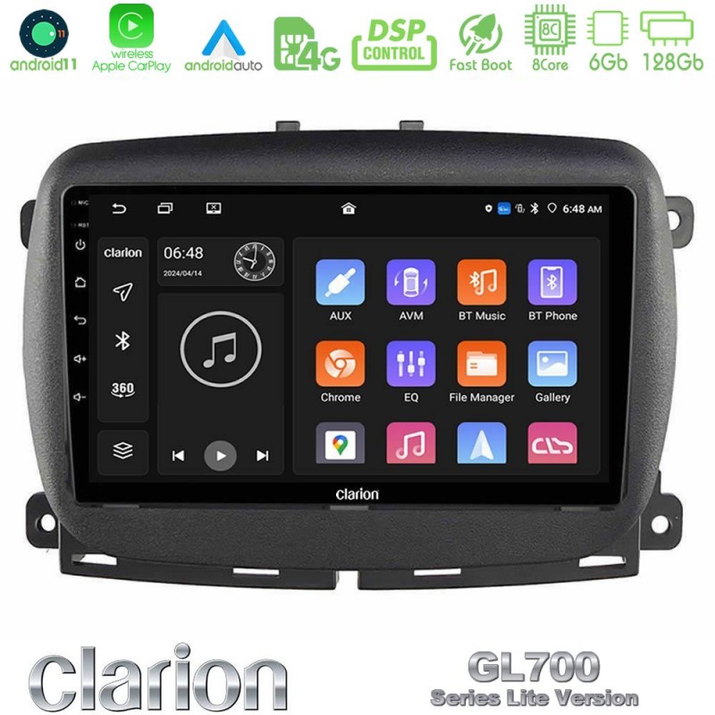 Clarion GL700 Lite Series 8Core Android11 6+128GB Fiat 500L Navigation Multimedia Tablet 10