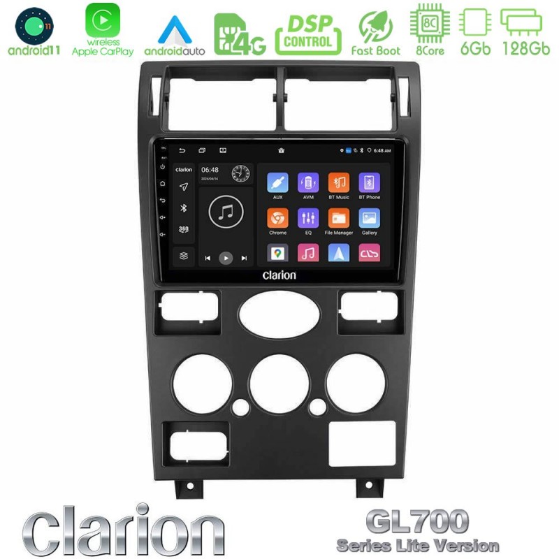 Clarion GL700 Lite Series 8Core Android11 6+128GB Ford Mondeo 2001-2004 Navigation Multimedia Tablet 9