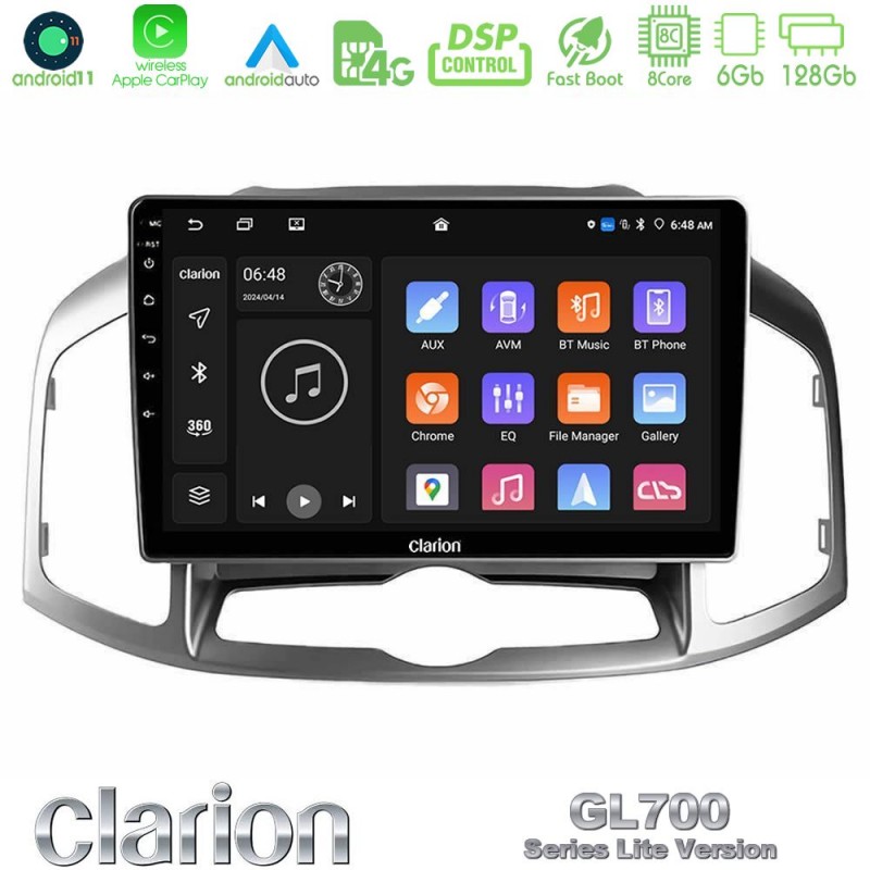 Clarion GL700 Lite Series 8Core Android11 6+128GB Chevrolet Captiva 2012-2016 Navigation Multimedia Tablet 9