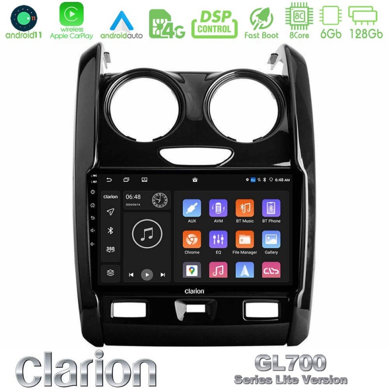 Clarion GL700 Lite Series 8Core Android11 6+128GB Dacia Duster 2014-2018 Navigation Multimedia Tablet 9