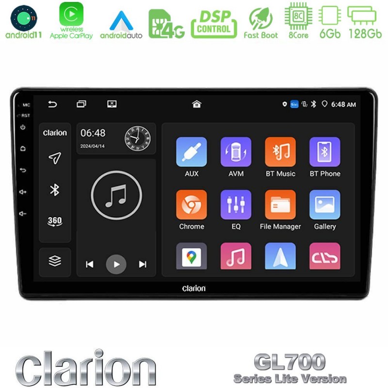 Clarion GL700 Lite Series 8Core Android11 6+128GB Peugeot Partner / Citroën Berlingo 2008-2018 Navigation Multimedia Tablet 9