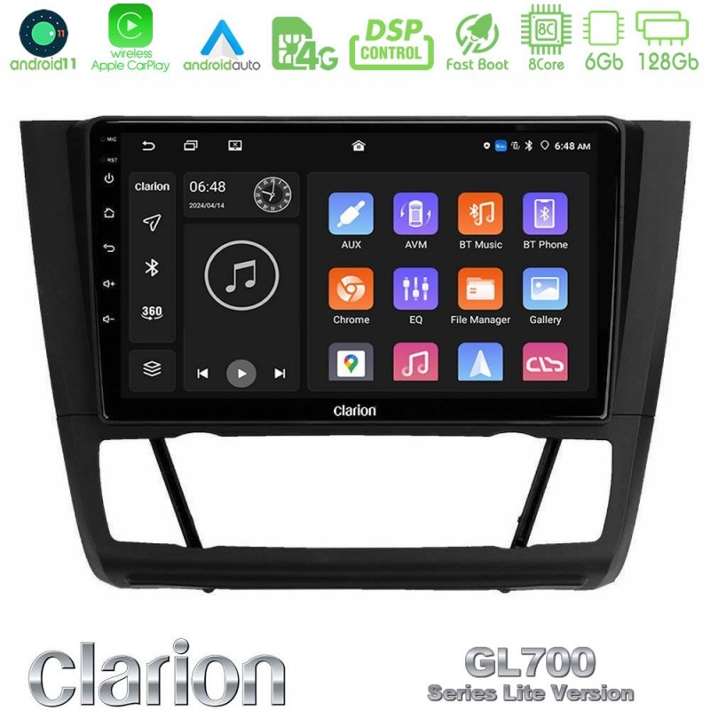 Clarion GL700 Lite Series 8Core Android11 6+128GB BMW 1Series E81/E82/E87/E88 (AUTO A/C) Navigation Multimedia Tablet 9