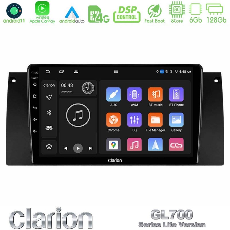 Clarion GL700 Lite Series 8Core Android11 6+128GB BMW 5 Series (E39) / X5 (E53) Navigation Multimedia Tablet 9