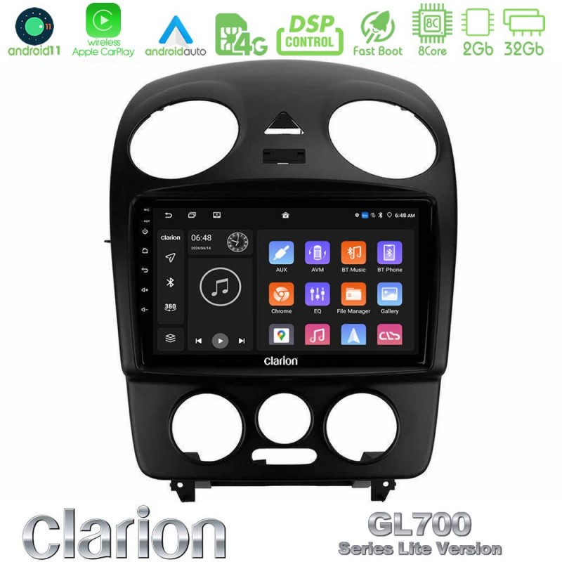 Clarion GL700 Lite Series 8Core Android11 2+32GB VW Beetle Navigation Multimedia Tablet 9