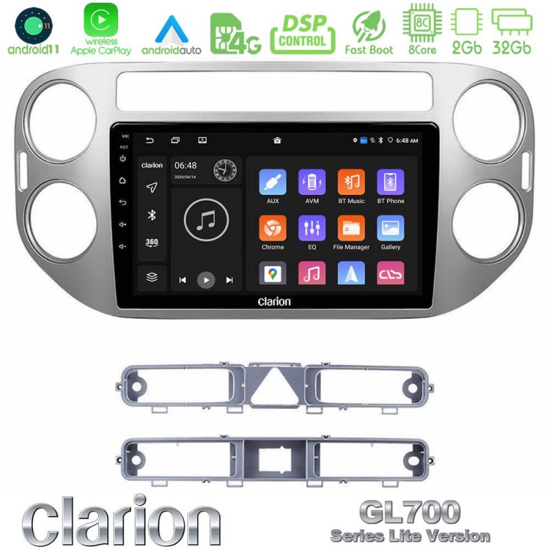 Clarion GL700 Lite Series 8Core Android11 2+32GB VW Tiguan Navigation Multimedia Tablet 9