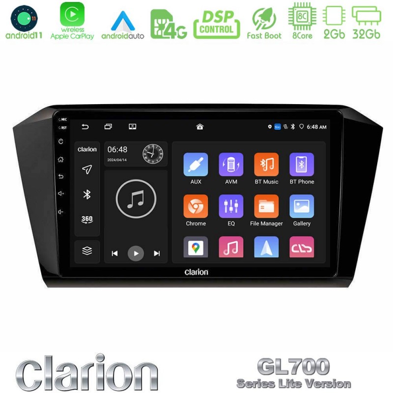 Clarion GL700 Lite Series 8Core Android11 2+32GB VW Passat Navigation Multimedia Tablet 10