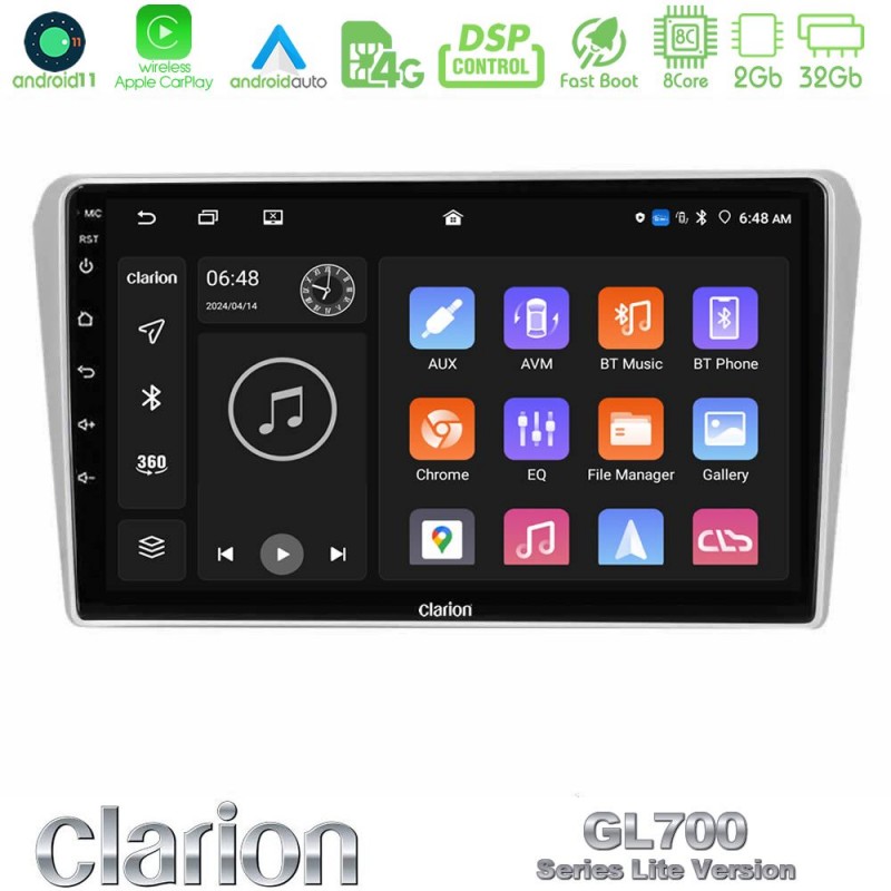 Clarion GL700 Lite Series 8Core Android11 2+32GB Toyota Avensis T25 02/2003–2008 Navigation Multimedia Tablet 9