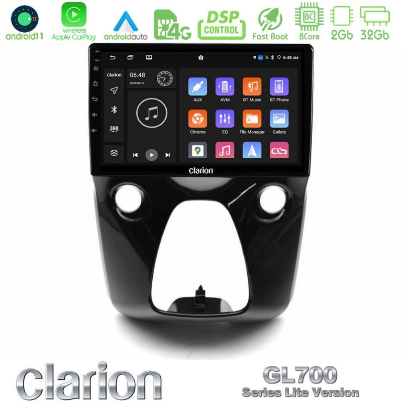 Clarion GL700 Lite Series 8Core Android11 2+32GB Toyota Aygo | Citroen C1 | Peugeot 108 Navigation Multimedia 10