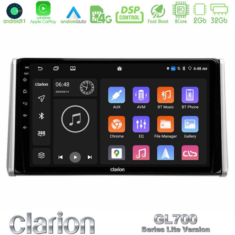 Clarion GL700 Lite Series 8Core Android11 2+32GB Toyota RAV4 2019-2023 Navigation Multimedia Tablet 10