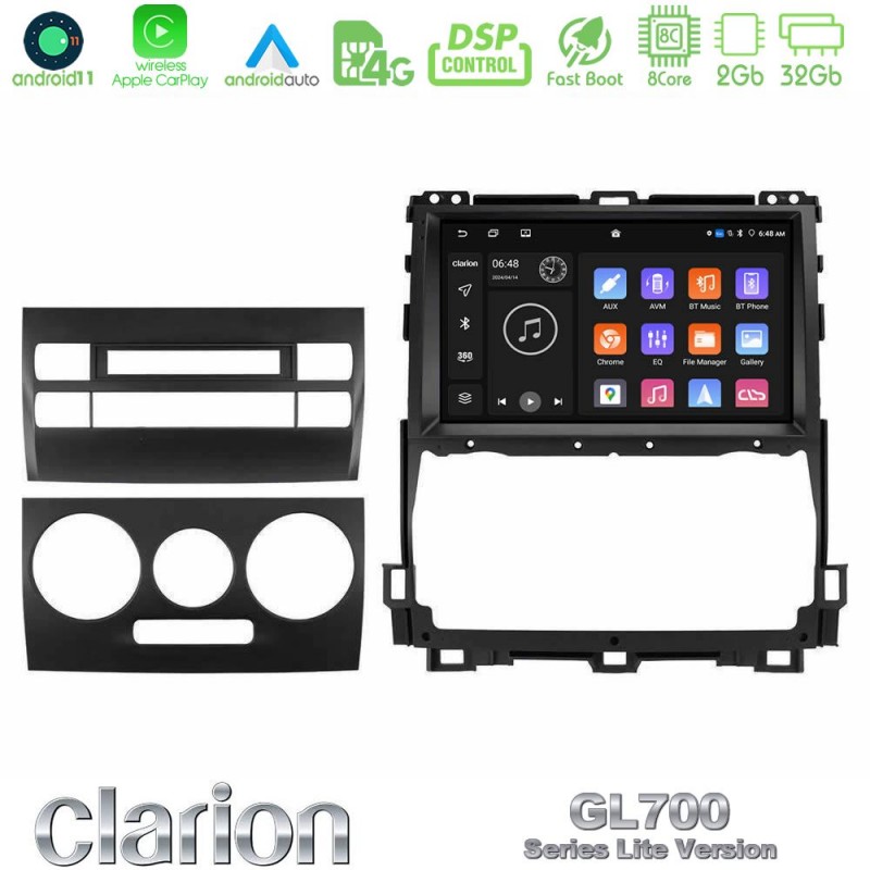 Clarion GL700 Lite Series 8Core Android11 2+32GB Toyota Land Cruiser J120 2002-2009 Navigation Multimedia Tablet 9