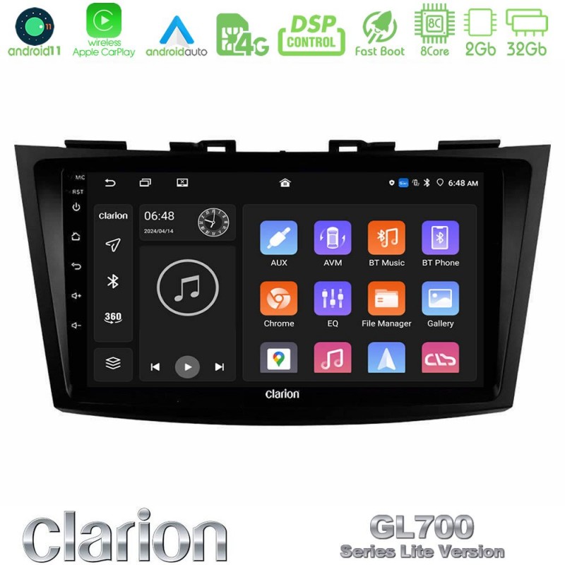 Clarion GL700 Lite Series 8Core Android11 2+32GB Suzuki Swift 2011-2016 Navigation Multimedia Tablet 9