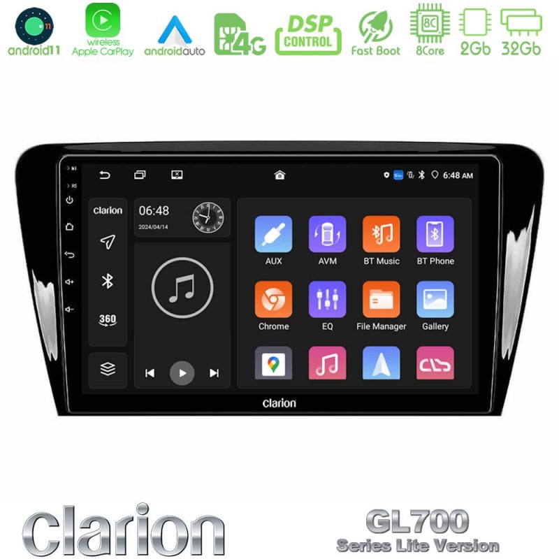 Clarion GL700 Lite Series 8Core Android11 2+32GB Skoda Octavia 7 Navigation Multimedia Tablet 10