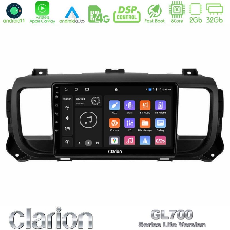 Clarion GL700 Lite Series 8Core Android11 2+32GB Citroen/Peugeot/Opel/Toyota Navigation Multimedia Tablet 9