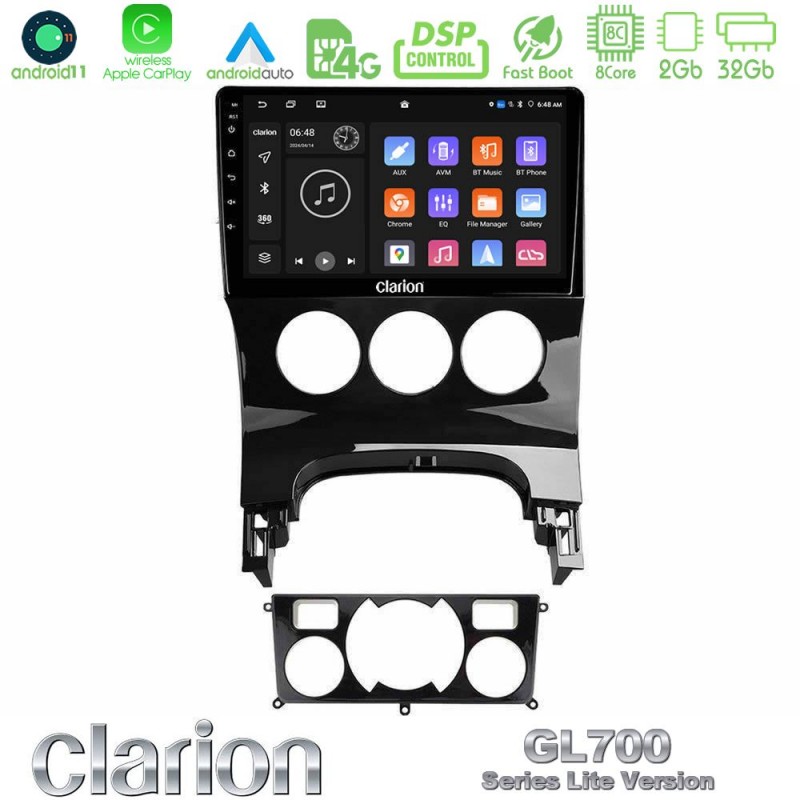 Clarion GL700 Lite Series 8Core Android11 2+32GB Peugeot 3008 AUTO A/C Navigation Multimedia Tablet 9