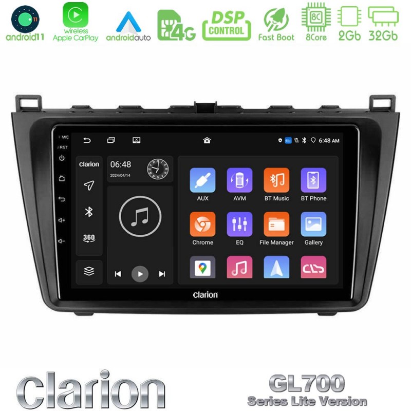 Clarion GL700 Lite Series 8Core Android11 2+32GB Mazda 6 2008-2012 Navigation Multimedia Tablet 9