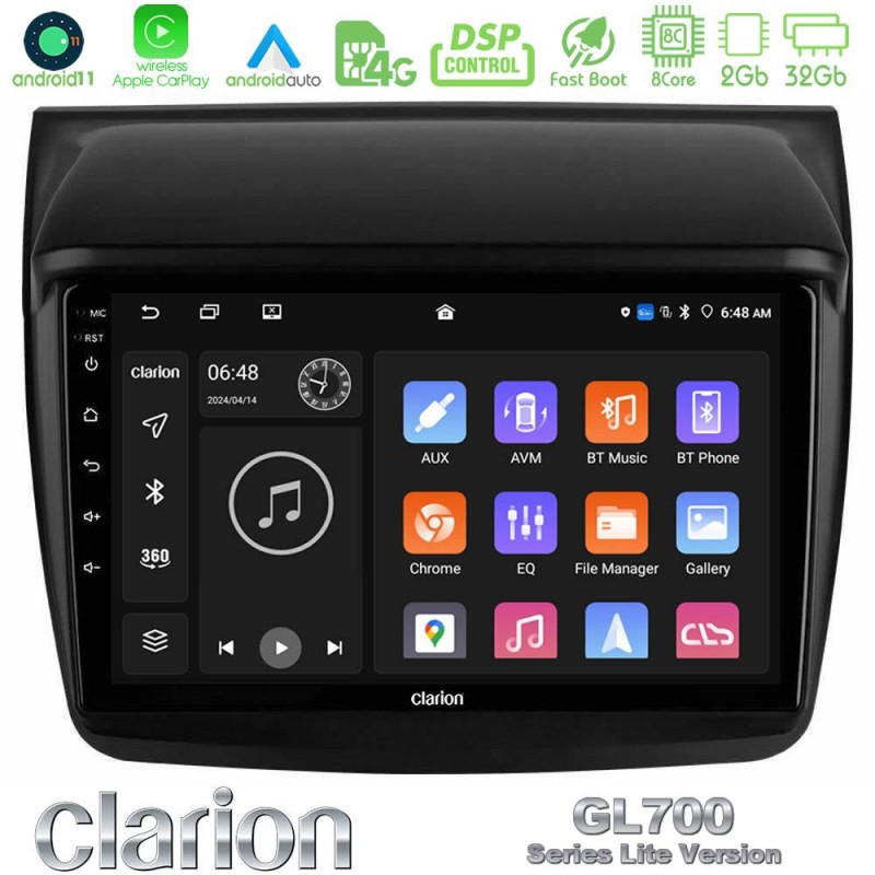 Clarion GL700 Lite Series 8Core Android11 2+32GB Mitsubishi L200 Navigation Multimedia Tablet 9