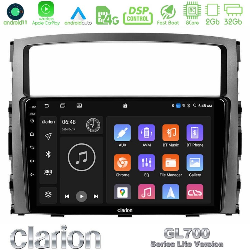 Clarion GL700 Lite Series 8Core Android11 2+32GB Mitsubishi Pajero 2008-2009 Navigation Multimedia Tablet 9