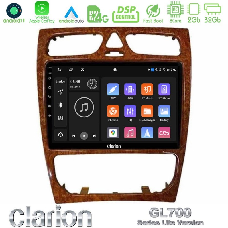 Clarion GL700 Lite Series 8Core Android11 2+32GB Mercedes C Class (W203) Navigation Multimedia Tablet 9