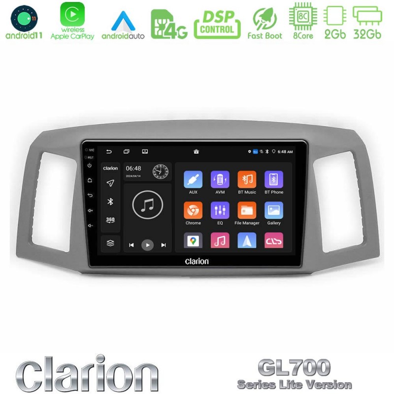 Clarion GL700 Lite Series 8Core Android11 2+32GB Jeep Grand Cherokee 2005-2007 Navigation Multimedia Tablet 10