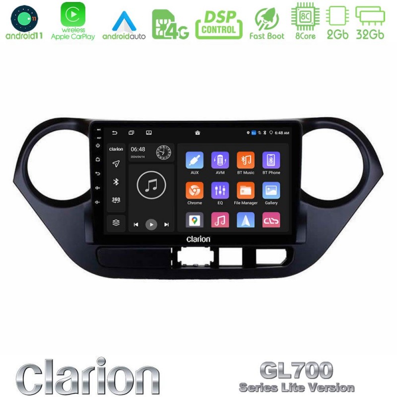 Clarion GL700 Lite Series 8Core Android11 2+32GB Hyundai i10 2014-2020 Navigation Multimedia Tablet 9