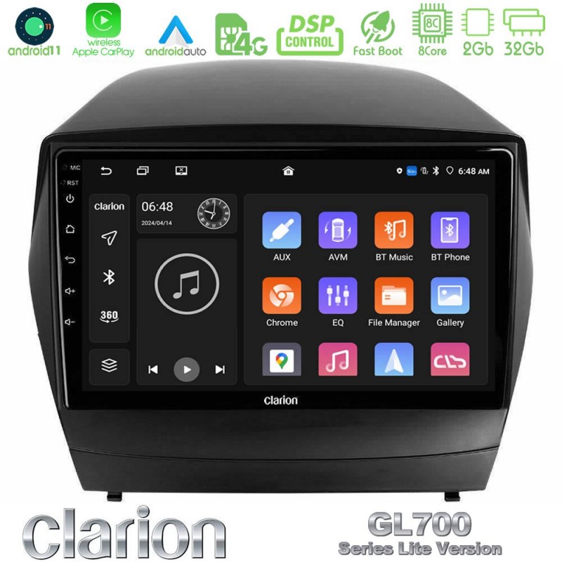 Clarion GL700 Lite Series 8Core Android11 2+32GB Hyundai IX35 Auto A/C Navigation Multimedia Tablet 9