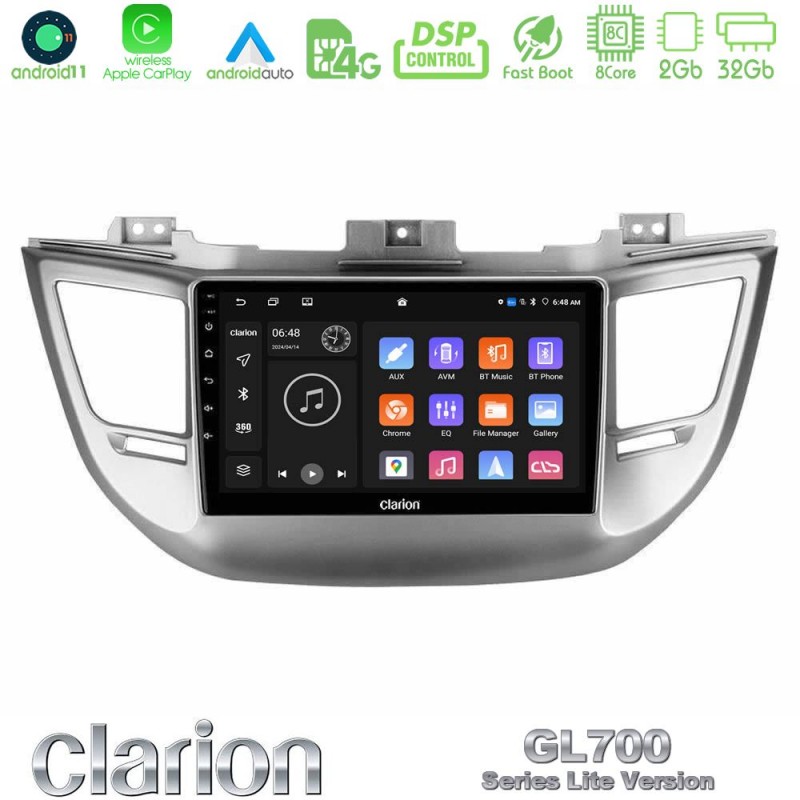 Clarion GL700 Lite Series 8Core Android11 2+32GB Hyundai Tucson 2015-2018 Navigation Multimedia Tablet 9