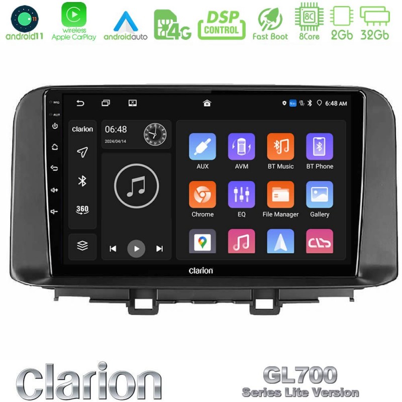 Clarion GL700 Lite Series 8Core Android11 2+32GB Hyundai Kona 2018-2023 Navigation Multimedia Tablet 10