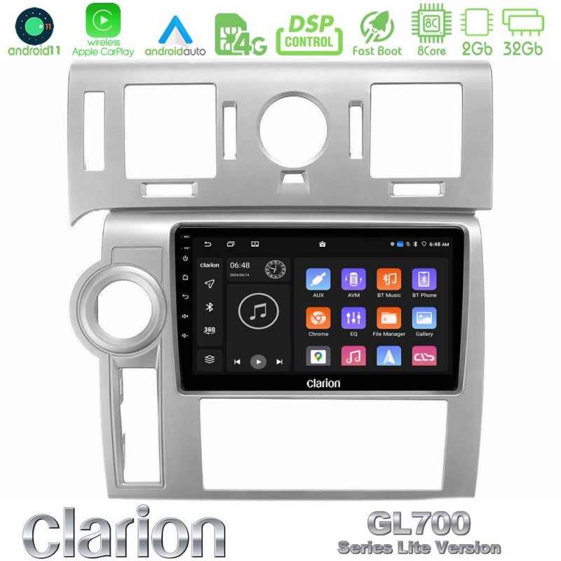 Clarion GL700 Lite Series 8Core Android11 2+32GB Hummer H2 2008-2009 Navigation Multimedia Tablet 9