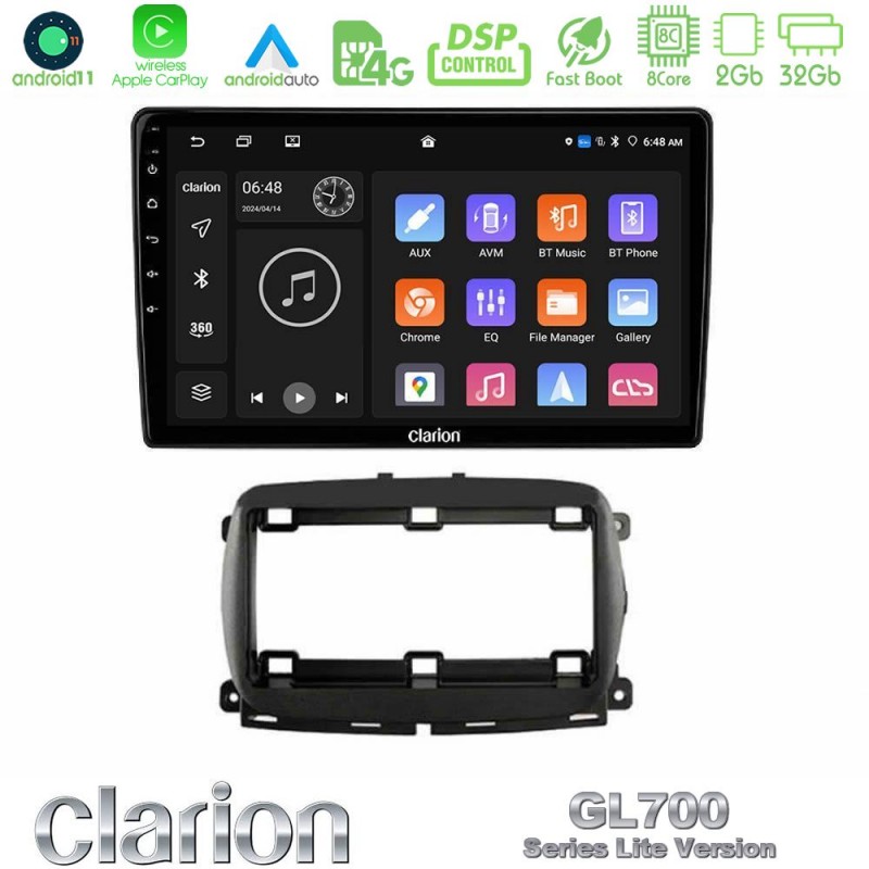 Clarion GL700 Lite Series 8Core Android11 2+32GB  Fiat 500 2016&gt; Navigation Multimedia Tablet 9