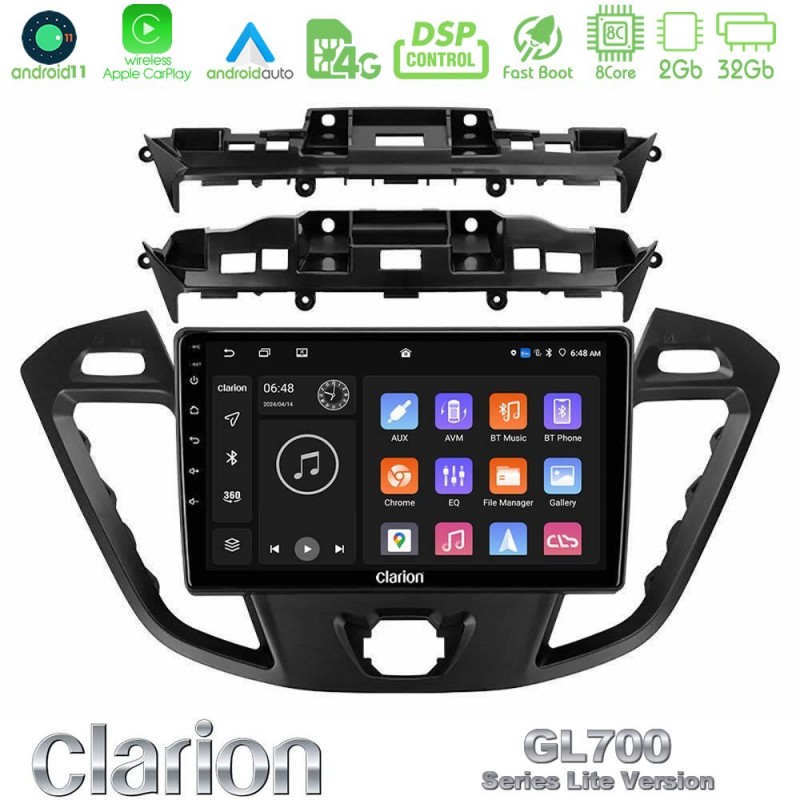 Clarion GL700 Lite Series 8Core Android11 2+32GB Ford Transit Custom/Tourneo Custom Navigation Multimedia Tablet 9