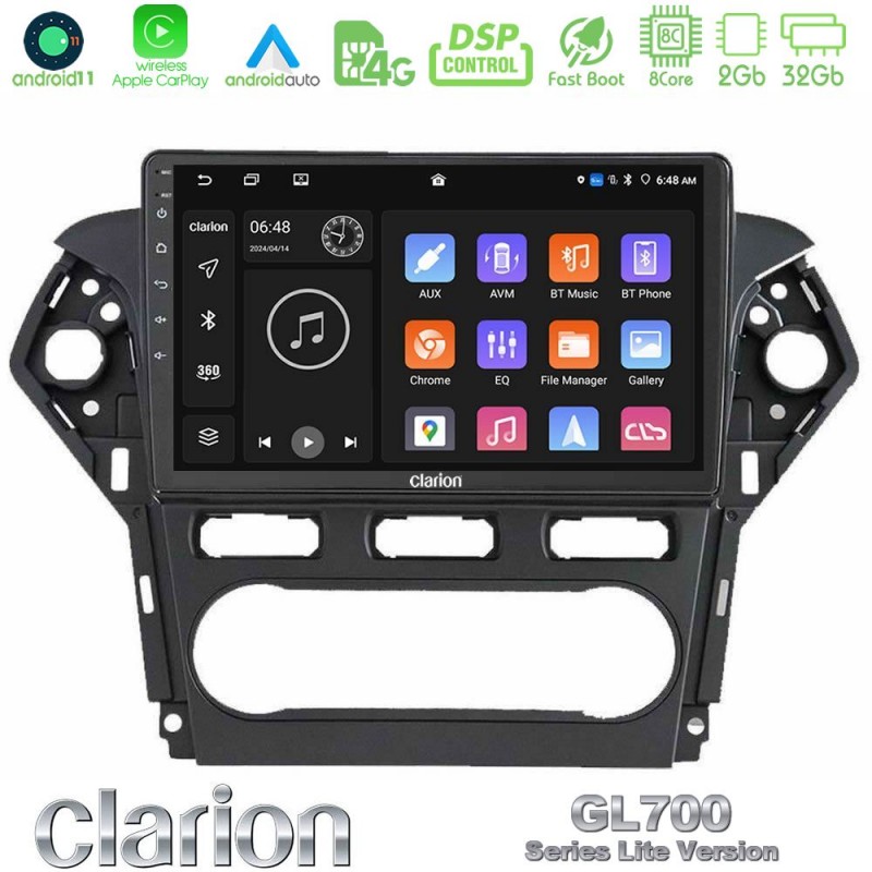 Clarion GL700 Lite Series 8Core Android11 2+32GB Ford Mondeo 2011-2014 Navigation Multimedia Tablet 9