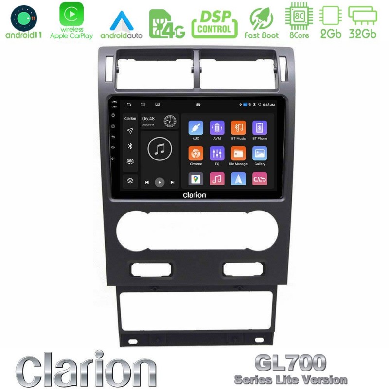 Clarion GL700 Lite Series 8Core Android11 2+32GB Ford Mondeo 2004-2007 Navigation Multimedia Tablet 9